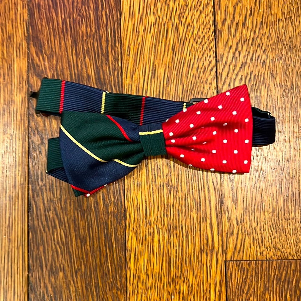 Brooks Brothers Boys Bow Ties Red pokie dot/Green plaid